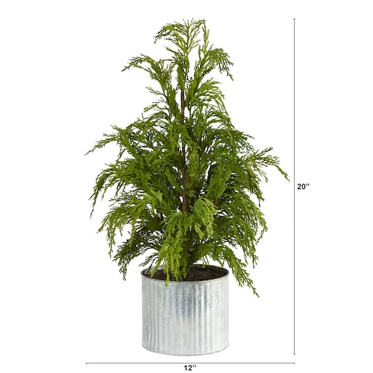 20" Unlit Cedar Pine Artificial Potted Christmas Tree